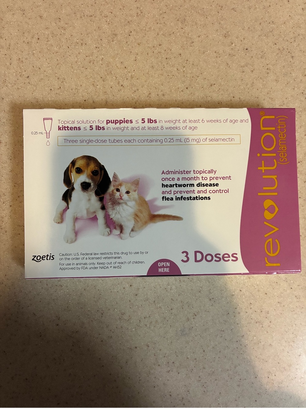 Revolution Topical Flea & Heartworm Prevention – Puppies/kittens  under 5 lbs